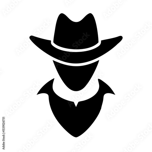 Cowboy Silhouette Vector – Western Hat Man Icon Clipart | Wild West Outlaw Profile for Logo, Poster, Rodeo, Ranch, Vintage Design, Country Theme Art