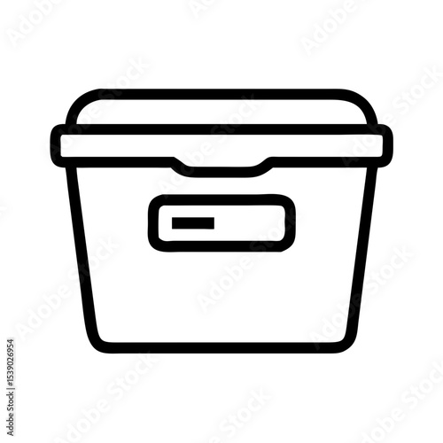 Storage Box Outline Vector – Plastic Container Icon Clipart | Stackable Bin Line Art for Organization, Garage, Warehouse, Label, Moving, Minimal Use