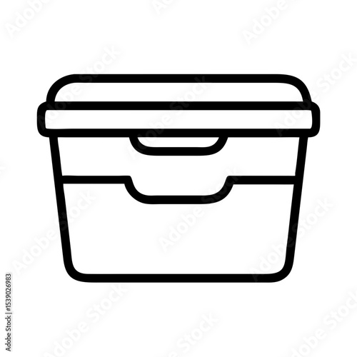 Storage Box Outline Vector – Plastic Container Icon Clipart | Stackable Bin Line Art for Organization, Garage, Warehouse, Label, Moving, Minimal Use