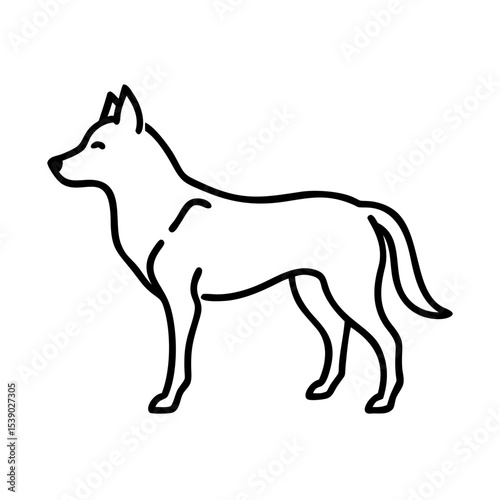 Dog Outline Vector – Standing Dog Silhouette Line Art | Pet Animal Drawing Icon for Tattoo, Logo, Sticker, Design, Vet Clinic, Minimal Art Use


