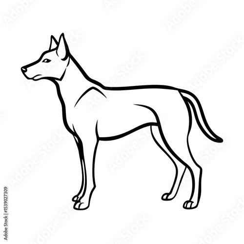 Dog Outline Vector – Standing Dog Silhouette Line Art | Pet Animal Drawing Icon for Tattoo, Logo, Sticker, Design, Vet Clinic, Minimal Art Use

