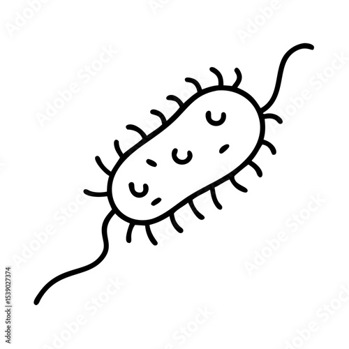 Bacteria Silhouette Icon Vector – Microbe Germ Clipart in Black | Minimal Pathogen Illustration for Science, Biology, Medicine, Education, Infographic Use