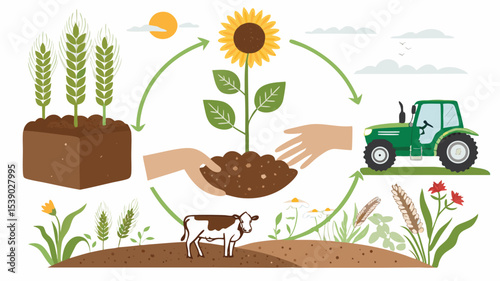 "Regenerative Roots: Sustainable Farming Techniques Vector Set"

