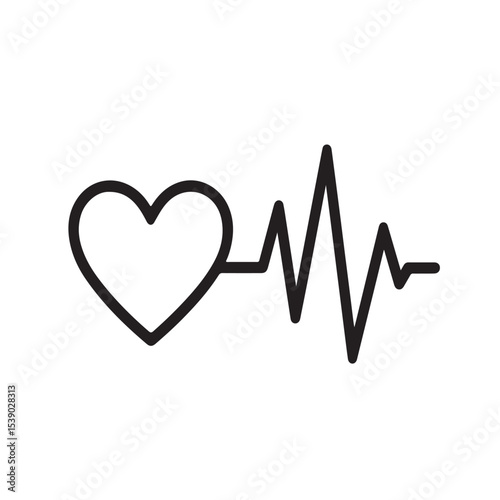 Heartbite line art. Pulse cardio symbol icon . Healty and medical concept. Vector illustration.