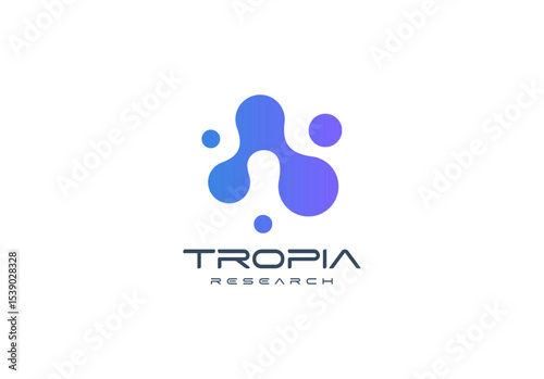Abstract molecular logo with fusion organic shapes, representing science, biotech, and innovation. Ideal for tech startups, research firms, and data companies. Modern vector logo