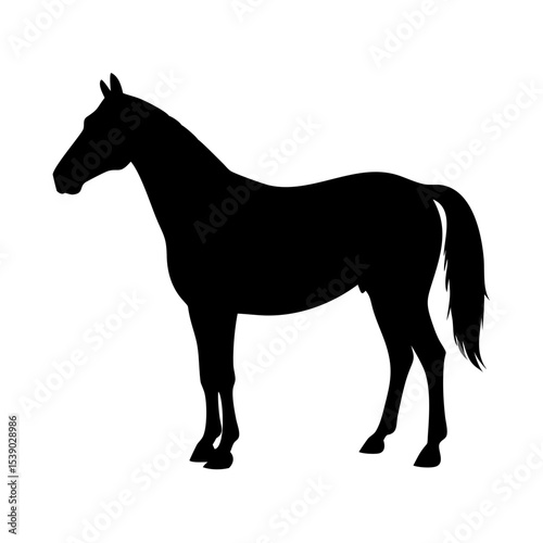 Horse Silhouette Vector – Elegant Stallion Outline, Equestrian Animal Icon, Farm Livestock Graphic, Graceful Galloping Horse Clipart, Black Horse Shape