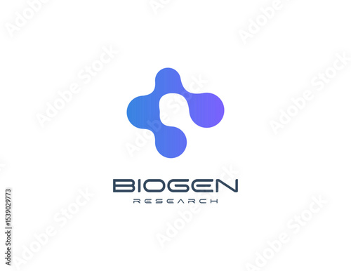 Abstract molecular logo with fusion organic shapes, representing science, biotech, and innovation. Ideal for tech startups, research firms, and data companies. Modern vector logo