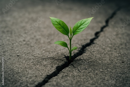 Wallpaper Mural Green plant emerging from a crack in concrete during daylight Torontodigital.ca