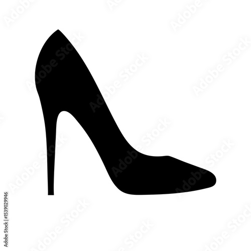 High Heel Shoe Icon – Black Silhouette Stiletto Vector, Fashion Symbol Clipart for Feminine Style, Footwear Logo, Stylish Women’s Accessory Illustration