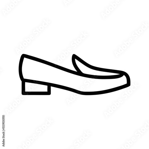 Loafer Shoe Line Icon – Minimal Footwear Vector Outline for Fashion Design, Casual Style Clipart, Elegant Formal Wear Symbol, Black Line Art Drawing