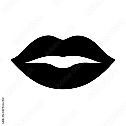 Lip Icon Vector | Bold Black Lips Silhouette | Feminine Mouth Symbol PNG | Beauty Cosmetic Logo | Sexy Kiss Mark Clipart | Lipstick Illustration for Branding, Design, Stickers, Fashion