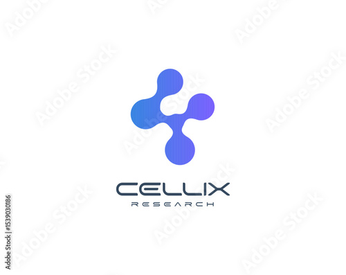 Abstract molecular logo with fusion organic shapes, representing science, biotech, and innovation. Ideal for tech startups, research firms, and data companies. Modern vector logo