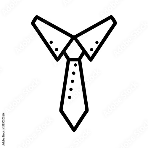 Tie and Collar Silhouette Icon – Formal Wear Vector for Business Design, Office Outfit Clipart, Professional Clothing Symbol, Black Minimal Neckwear Graphic