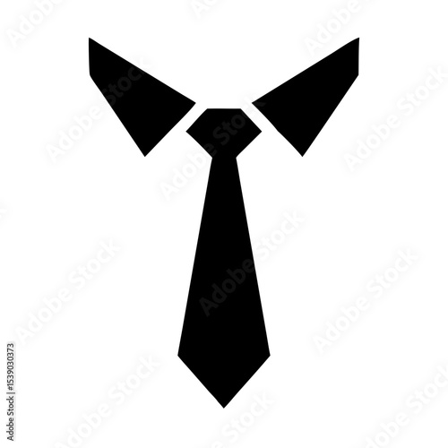 Tie and Collar Silhouette Icon – Formal Wear Vector for Business Design, Office Outfit Clipart, Professional Clothing Symbol, Black Minimal Neckwear Graphic