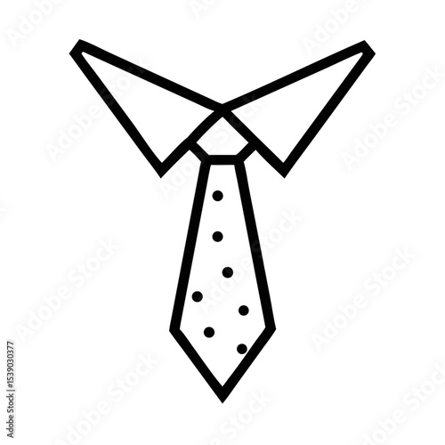 Tie and Collar Silhouette Icon – Formal Wear Vector for Business Design, Office Outfit Clipart, Professional Clothing Symbol, Black Minimal Neckwear Graphic