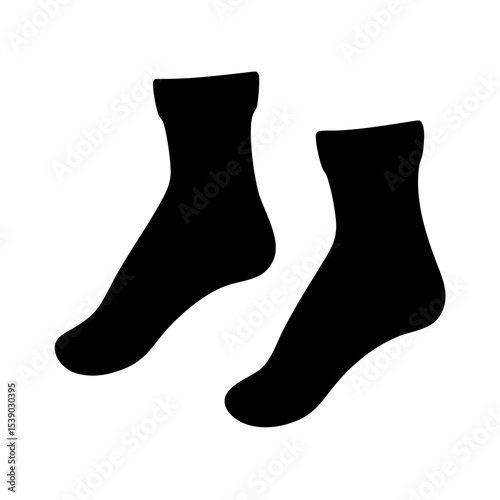 Socks Silhouette Icon – Minimal Black Vector of Sock Pair for Clothing Design, Laundry Symbols, Apparel Clipart, Cozy Footwear, Fashion Outline Graphic