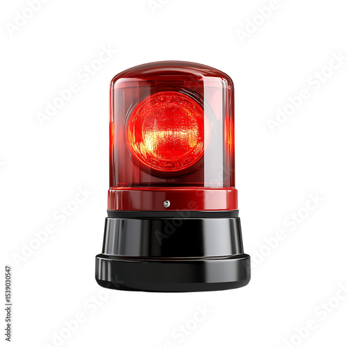 Flashing red siren isolated on a transparent background, in a PNG format