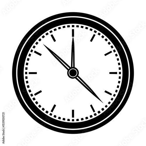 Black and white clock face illustration showing accurate time management and deadline concept design