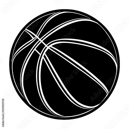 Downloadable black and white basketball vector image for sports designs and athletic projects online use