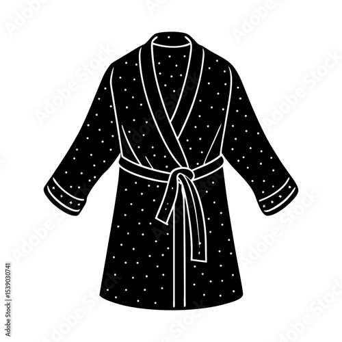 Elegant black and white polka dot robe vector illustration for fashion and apparel design projects