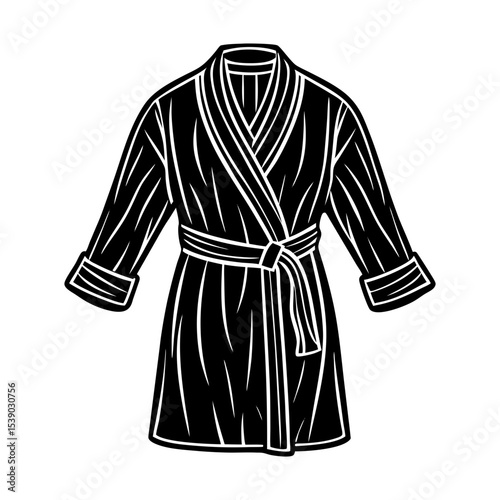 Find the perfect black and white robe illustration: cozy, stylish, and comfortable loungewear design