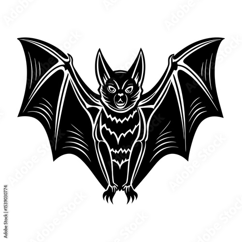 Black and white bat vector illustration for halloween designs and spooky themed graphic projects design