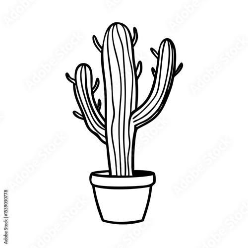 Cactus Icon Vector | Potted Plant Silhouette Clipart | Black Desert Succulent Symbol | Botanical Nature Graphic | Minimalist Cactus Logo PNG for Stickers, Decor, Design, or Print

