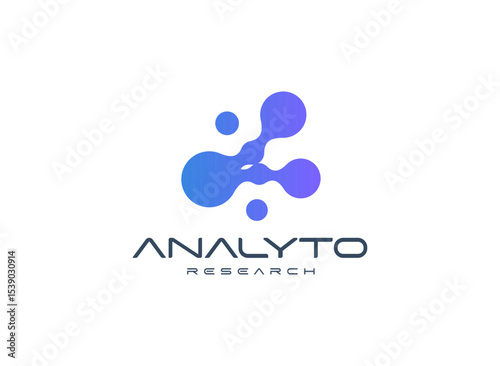 Abstract molecular logo with fusion organic shapes, representing science, biotech, and innovation. Ideal for tech startups, research firms, and data companies. Modern vector logo