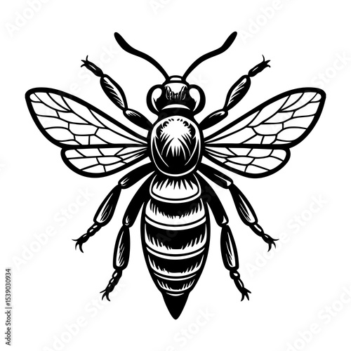 Detailed honey bee illustration vector graphic design for beekeeping and nature enthusiasts project