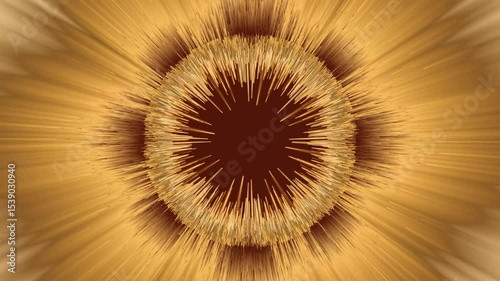 Abstract animated golden background with a circle in the center and rays radiating from it.