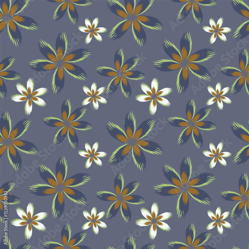 Elegant seamless floral pattern with fall flowers. Repeatable botanical background. Flat vector illustration