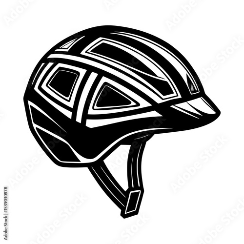 Stylish black and white bicycle helmet vector design for safety gear and cycling equipment needs today
