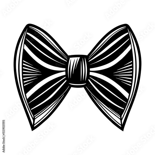 Striped bow tie vector graphic design element for formal wear fashion accessory illustration and clip art