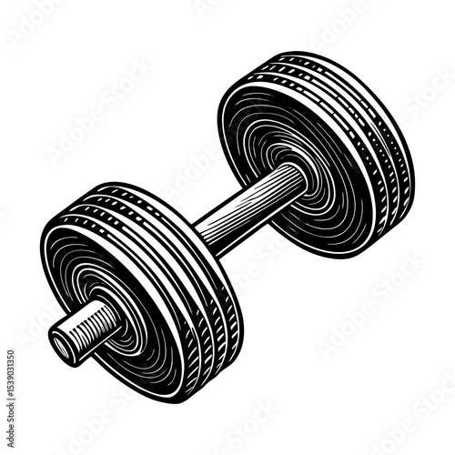 Dumbbell weight training illustration for fitness exercise workout strength and muscle building gym equipment
