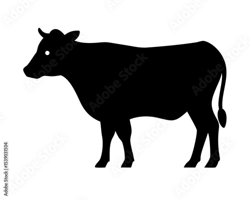 Dairy Cow Silhouette - Black Agriculture Icon for Milk & Livestock Branding