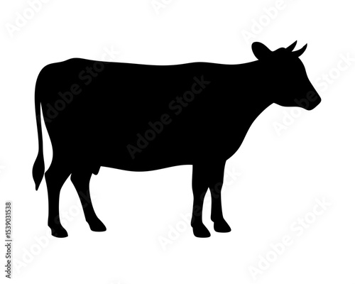 Dairy Cow Silhouette - Black Agriculture Icon for Milk & Livestock Branding