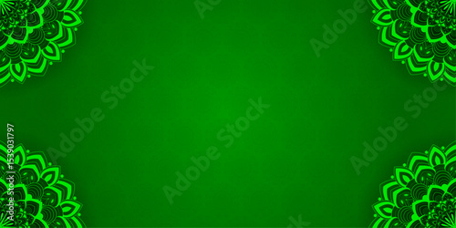 Elegant tradition gradient blog writing frame-Ornament frame border Banner blank Decoration for banner, futuristic, cover, decoration, card | Arabic pattern with green gradient color 
