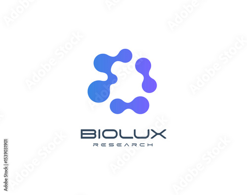 Abstract molecular logo with fusion organic shapes, representing science, biotech, and innovation. Ideal for tech startups, research firms, and data companies. Modern vector logo