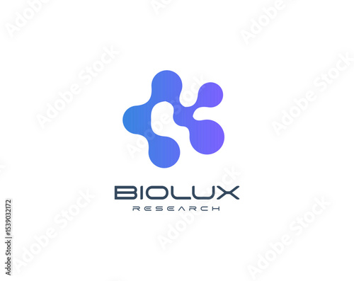 Abstract molecular logo with fusion organic shapes, representing science, biotech, and innovation. Ideal for tech startups, research firms, and data companies. Modern vector logo