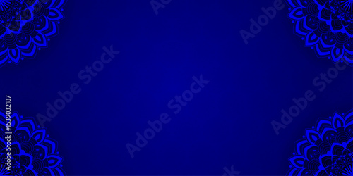 Elegant tradition gradient blog writing frame-Ornament frame border Banner blank Decoration for banner, futuristic, cover, decoration, card | Arabic pattern with navy-blue gradient color 