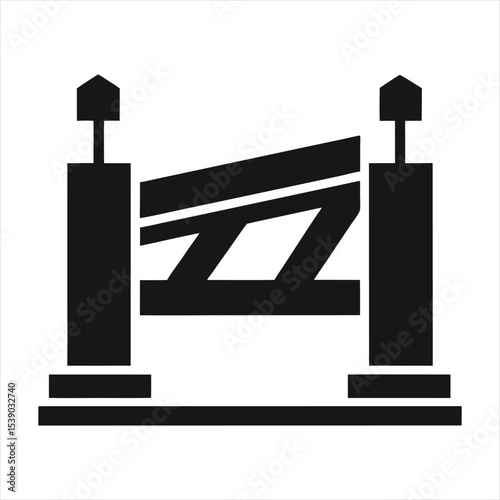 Black Silhouette Minimalist Bridge Icon Vector for Construction and Connectivity