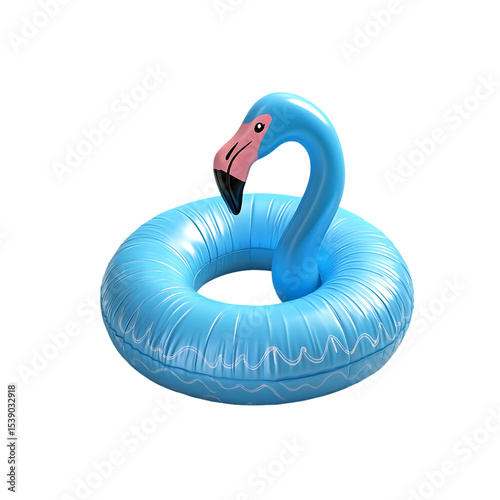 blue flamingo floatie isolated on a transparent background, in a PNG format