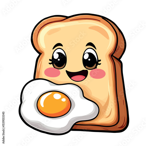Cute Toast with Egg Sticker for Breakfast Good Morning Sticker Design