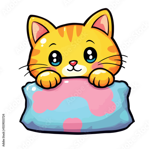 Cute Orange Cat on a Soft Pillow Ready For a Good Sleep