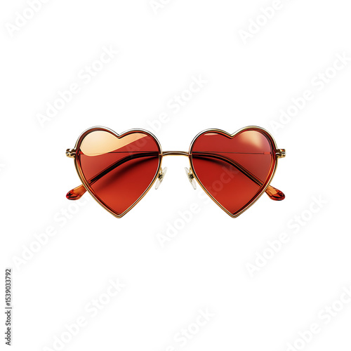 Heartshaped sun glasses add cute flair isolated on a transparent background, in a PNG format