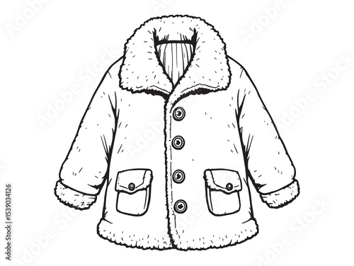 Winter wool coat simple minimalist line drawing
