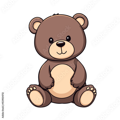 Cute Teddy Bear Sitting Adorable Stuffed Toy Vector Design Cartoon Illustration