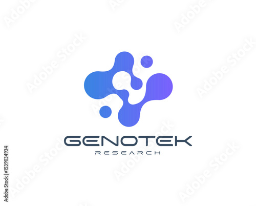 Abstract molecular logo with fusion organic shapes, representing science, biotech, and innovation. Ideal for tech startups, research firms, and data companies. Modern vector logo