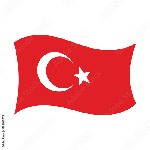 Turkey Flag Icon. Crescent and Star Symbol in Red Rectangle Design