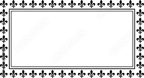 Fleur de lis frame vector border design elegant vintage decorative pattern invitation template banner 100 editable stock vector illustration